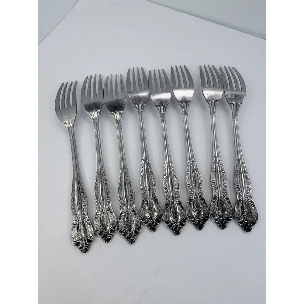 Stanley Roberts DYNASTY Stainless 5 Petal Flower - Set of 8 Dinner Forks Japan